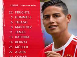 James Rodríguez formó parte del once titular del Bayern. FCBayern