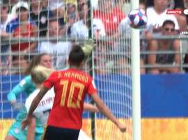 Les USA encaissent leur premier but sur un 'golazo' de Jenni Hermoso. Capture/GOL