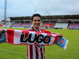 Jonathan Pereira, en su presentación como nuevo jugador del Lugo. CDLugo