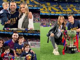 Le coppie che festeggiano sul terreno del Camp Nou. Instagram