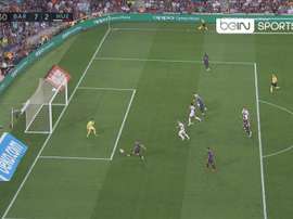 Jordi Alba a marqué son but. Twitter/beINSPORTSes
