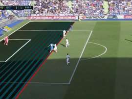 Posição irregular no gol de Molina. BeInSports