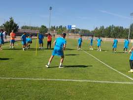 Jugadores de la Cultural Leonesa, durante un entrenamiento. CyDLeonesa