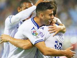 Jugadores del Zaragoza, celebrando un gol. Twitter