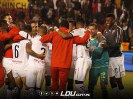 Jugadores de Liga de Quito celebran el pase a semifinales. Twitter/LDU_Oficial