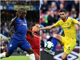 The positioning of Kante and Jorginho has come up for lengthy debate this season. AFP/MONTAGE