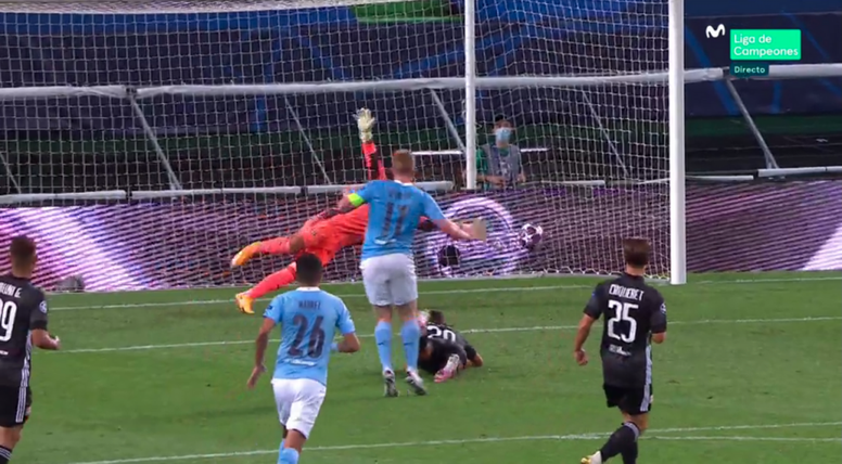 Mahrez, Sterling y De Bruyne: los magos se juntaron para el empate. Captura/MovistarLigadeCampeones