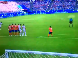 Kolarov scored a free-kick to make it 0-1. Twitter/WCGoalz