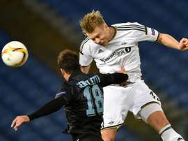 L'attaquant norvégien Alexander Soderlund avec Rosenborg contre la Lazio en Europa League. AFP