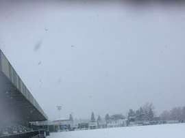 La nieve dejó impracticable el Municipal de La Albuera. GimnasticaSegoviana