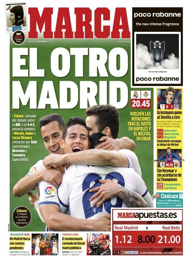 Les Unes des journaux sportifs en Espagne du 12 mars 2017 BeSoccer
