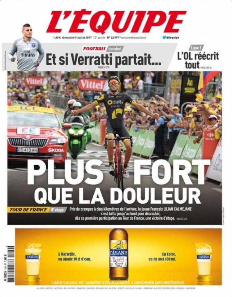 Les Unes des journaux sportifs européens du 9 juillet 2017