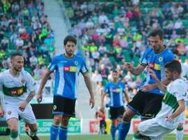 Lance del partido entre el Elche y el Hércules de la Jornada 37 de la 17-18. Twitter/CFHércules