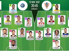 Les compos officielles du match de barrages retour entre la Grèce et la Croatie. BeSoccer