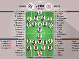 Le formazioni iniziali di Algeria-Nigeria. BeSoccer