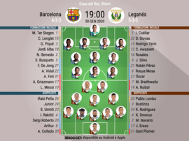 Le formazioni ufficiali di Barcellona-Leganes. BeSoccer