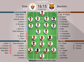 Le formazioni ufficiali di Elche-Barcellona. BeSoccer