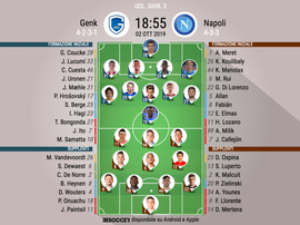 Le formazioni ufficiali di Genk-Napoli. BeSoccer