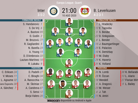Le formazioni ufficiali di Inter-Bayer Leverkusen. BeSoccer
