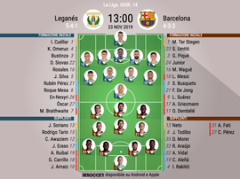 Le formazioni ufficiali di Leganes-Barcellona. BeSoccer