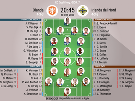 Le formazioni ufficiali di Olanda-Irlanda del Nord. BeSoccer
