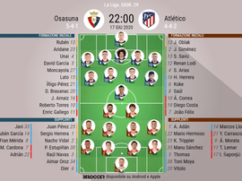 Le formazioni ufficiali di Atletico Madrid-Osasuna. BeSoccer