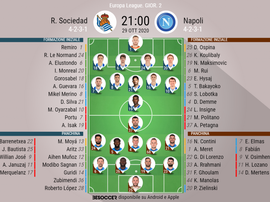 Le formazioni ufficiali di Real Sociedad-Napoli. BeSoccer