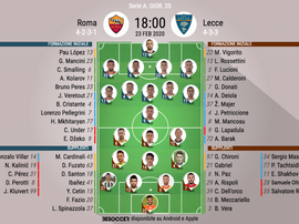 Le formazioni ufficiali di Roma-Lecce. BeSoccer