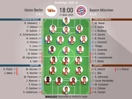 Le formazioni ufficiali di Union Berlino-Bayern Monaco. BeSoccer