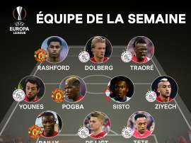 Le onze type des demies aller de la Ligue Europa. Twitter/UEFA