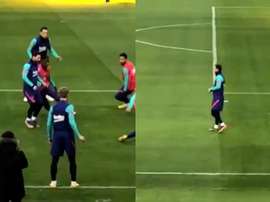 Messi treina em grupo e pode estar na final. Capturas/RFEF