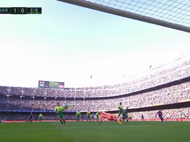 Messi gave Barca en early lead v Eibar. Captura/MovistarLaLiga