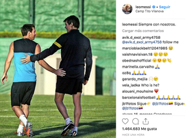 Messi subió la foto con Vilanova. Instagram/leomessi