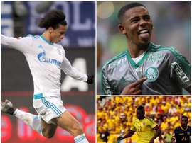 Leroy Sane (L) Gabriel Jesus (upper right) and Marlos Moreno (lower right). EFE/Palmeiras/EFE/APA