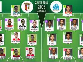 Les compos officielles du match d'Europa League entre Braga et Marseille. BeSoccer
