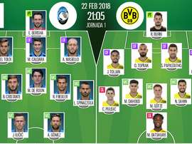 As escalações de Atalanta e Borussia Dortmund para este jogo. Besoccer