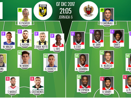 Les compos officielles du match d'Europa League entre le Vitesse Arnhem et Nice. BeSoccer