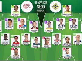 Les compos officielles du match de barrages retour entre la Suisse et l'Irlande du Nord. BeSoccer