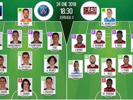 As equipes de PSG e Guingamp, para esta noite. BeSoccer