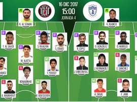 Os onzes de Al Jazira e Pachuca para o encontro deste sábado. BeSoccer