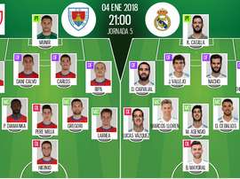 Official lineups Numancia-Real Madrid. BeSoccer
