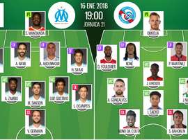 As escalações de Marseille e Strasbourg para este jogo. BeSoccer