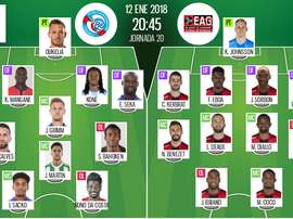 As escalações de Strasbourg e Guingamp para este jogo. BeSoccer