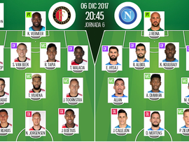 Onzes de Feyenoord e Napoli para o encontro desta quarta-feira. BeSoccer