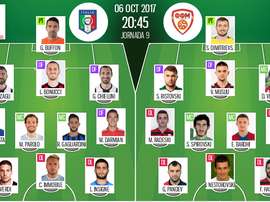 Les compos officielles du match qualificatif entre l'Italie et la Macédoine. BeSoccer