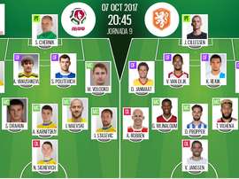 As escalações oficiais de Bielorrússia e Holanda para este jogo. Besoccer