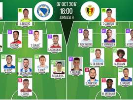 Les compos officielles du match qualificatif entre la Bosnie-Herzégovine et la Belgique. BeSoccer