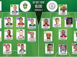 Les compos officielles du match qualificatif entre la Suède et le Luxembourg. BeSoccer