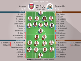 Les compositions officielles : Arsenal - Newcastle. besoccer