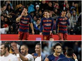 Les trios d'attaque du Barcelone, Real Madrid et PSG. BeSoccer